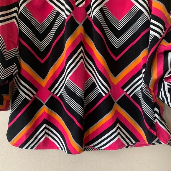 Cache Bright Colorful Striped Abstract Pullover V Neck Tunic/ Blouse Size M - Picture 10 of 13